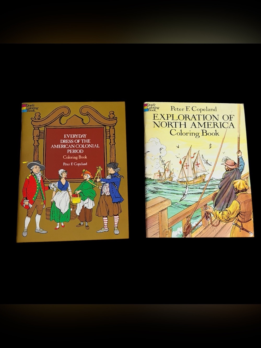 Vintage Dover History Coloring Books Lot of 2 Copeland Colonial Exploration